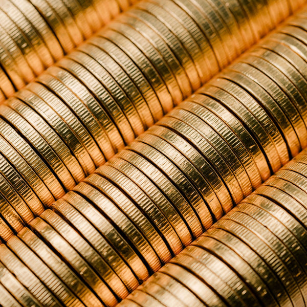 Stack of gold chocolate coins