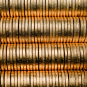 Stack of gold chocolate coins