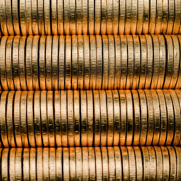 Stack of gold chocolate coins